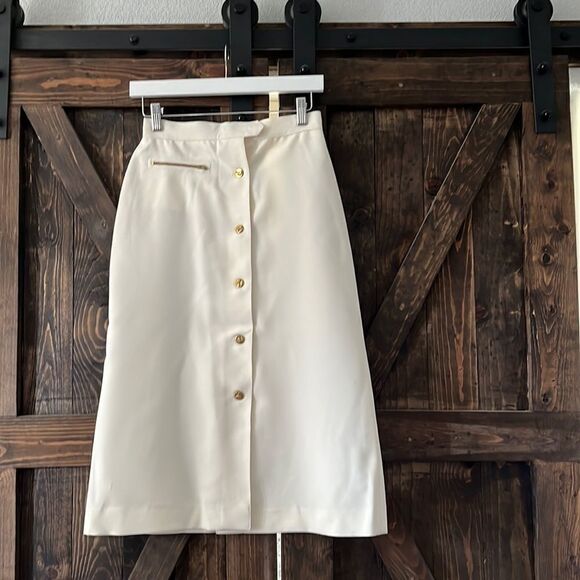 Breckinridge vintage ivory white front button skirt Sz-8 - Picture 1 of 7